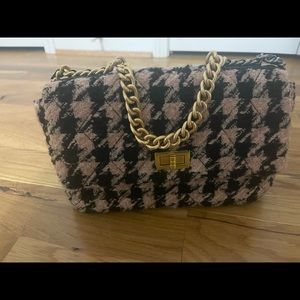 Houndstooth tweed handbag